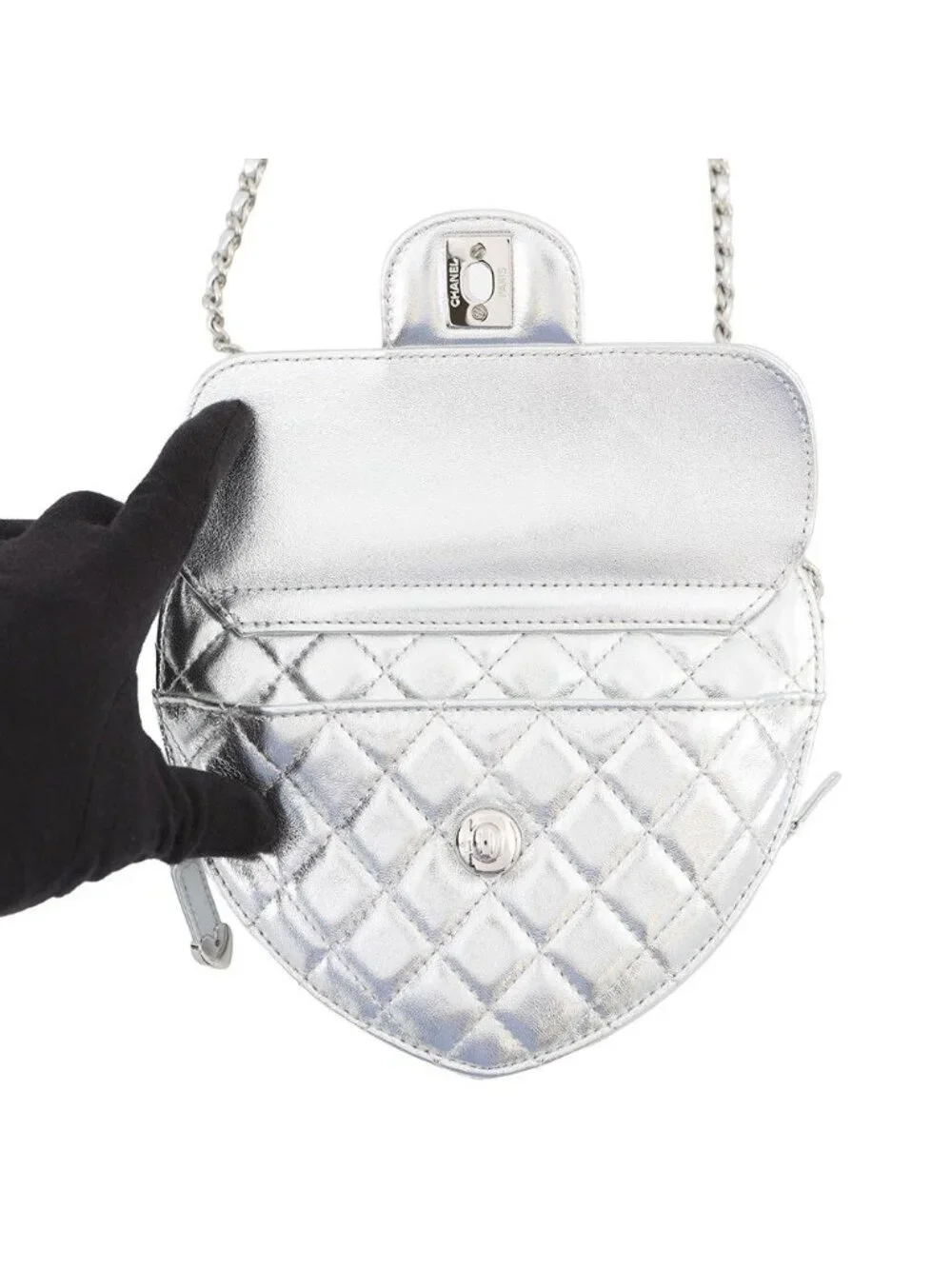 Chanel Chain Shoulder Bag Quilted CC Logo Heart